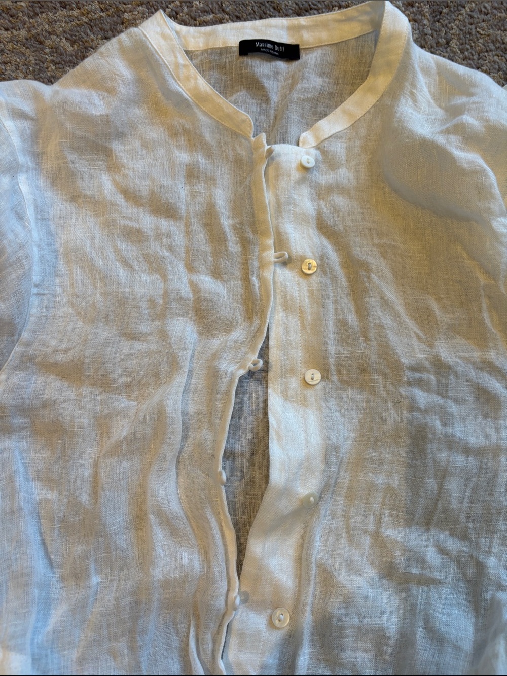 Massimo Dutti White Pintuck Button-Down Shirt with pockets in S - Picture 8 of 9